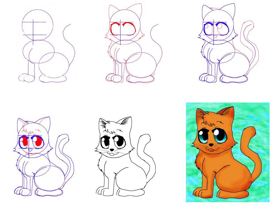 Как нарисовать кошку (вариант 2)