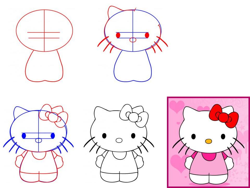 Как нарисовать котёнка Китти
