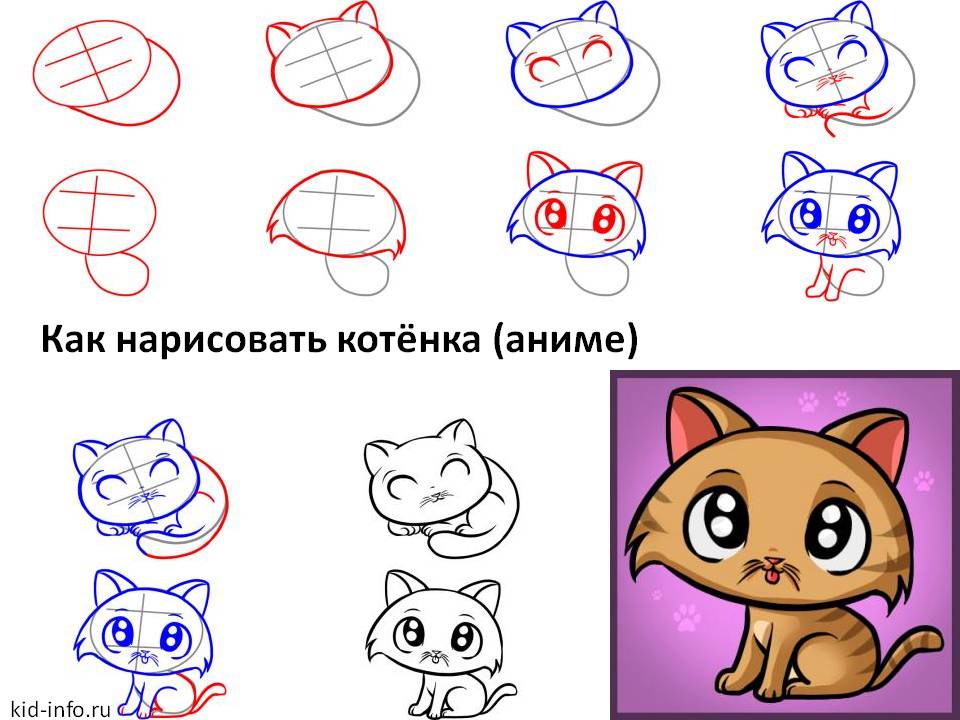 Как нарисовать котёнка аниме