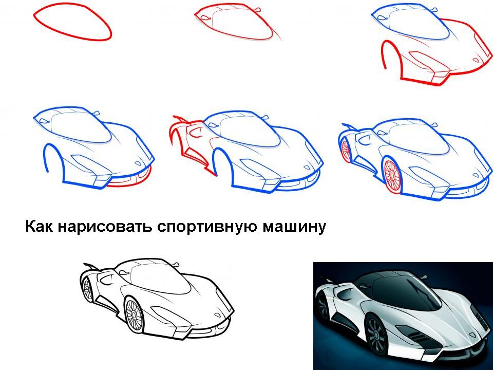 Как нарисовать спортивную машину