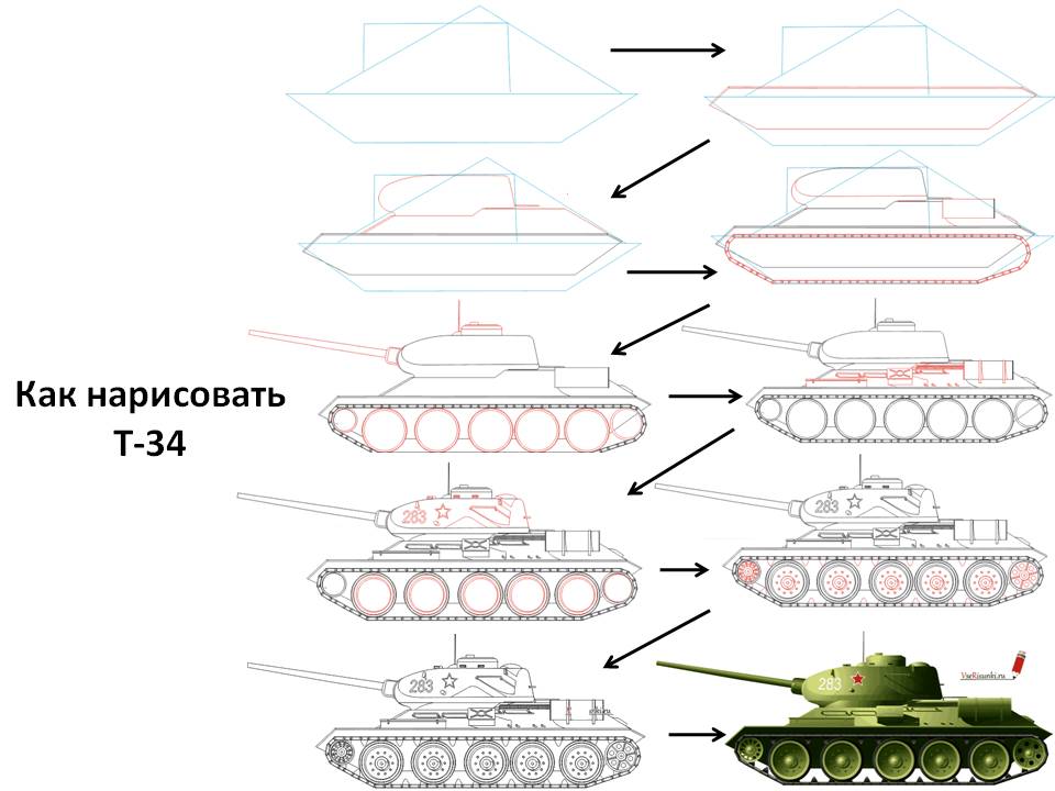 Как нарисовать Т-34