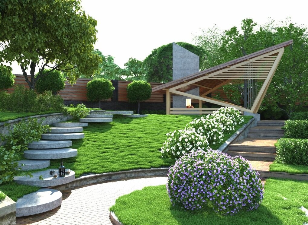 Ландшафтный дизайн дачного участка, загородного дома